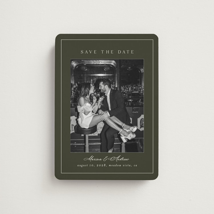 "Refined" - Save the Dates in Olive by Nicole Walsh - Front