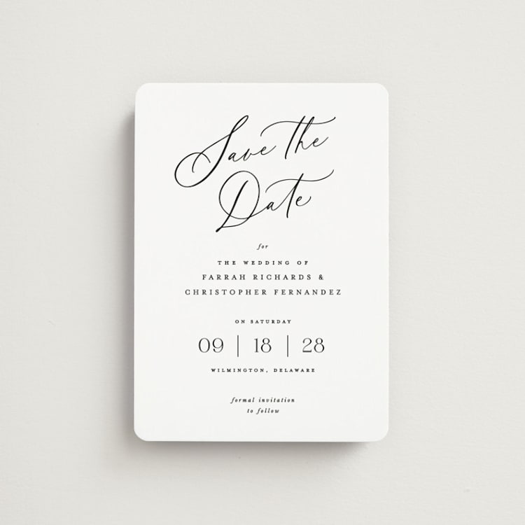 "Beautifully Scripted" - Save the Dates in Pearl by Hooray Creative - Front