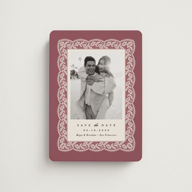 "Chantilly" - Save the Dates in Mauve by Erica Krystek - Front