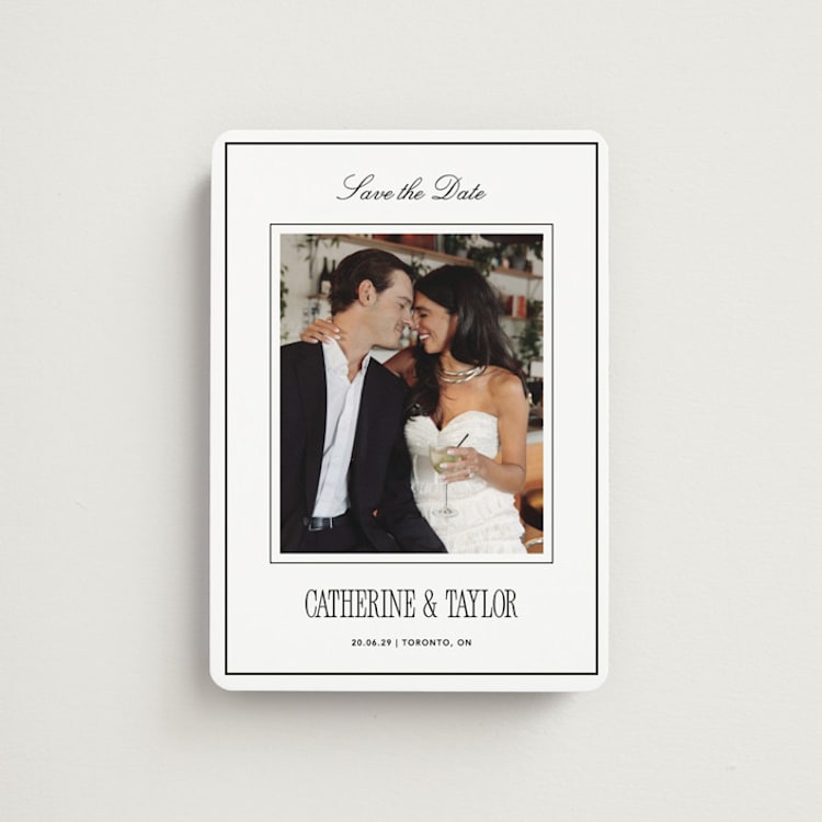 "Formal Minimalist" - Save the Dates in Silk by Kelly Schmidt - Front
