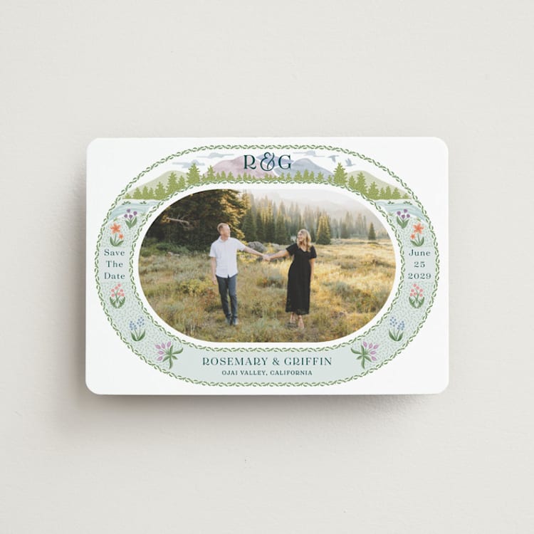 "River Valley" - Save the Dates in Pine by Paper Sun Studio - Front