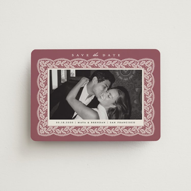 "Chantilly" - Save the Dates in Mauve by Erica Krystek - Front