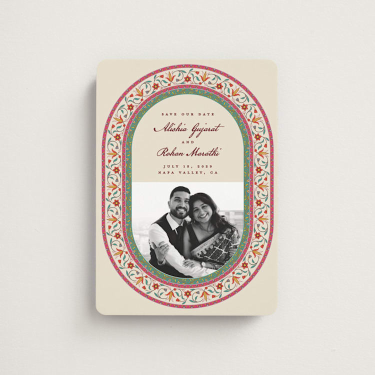 "Mughal Gardens" - Save the Dates in Ivory by Sherley Ferreira - Front