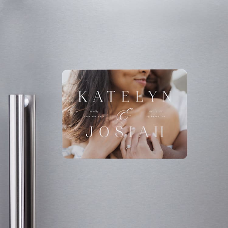 "Typographic Overlay" - Save the Dates in Veil by Brandy Folse - Front