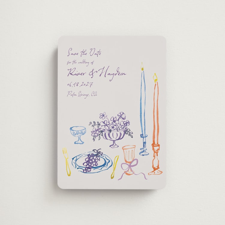 "tablescape drawing" - Save the Dates in Hydrangea by Cass Loh - Front