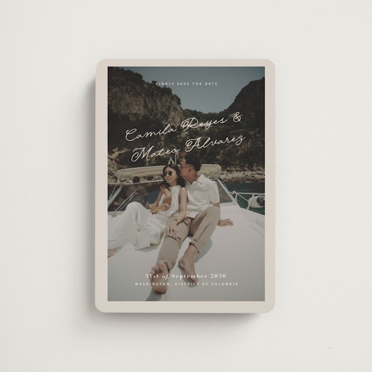 "Where Our Story Begins" - Save the Dates in Yachting by Design Lotus - Front