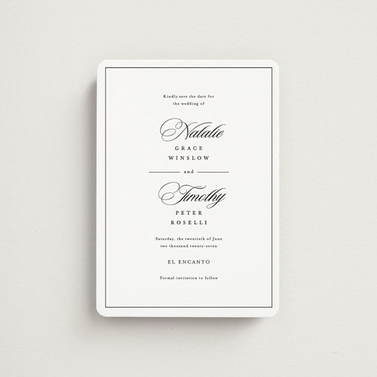 "Sincerity" - Save the Dates in Noir by Kimberly FitzSimons - Front