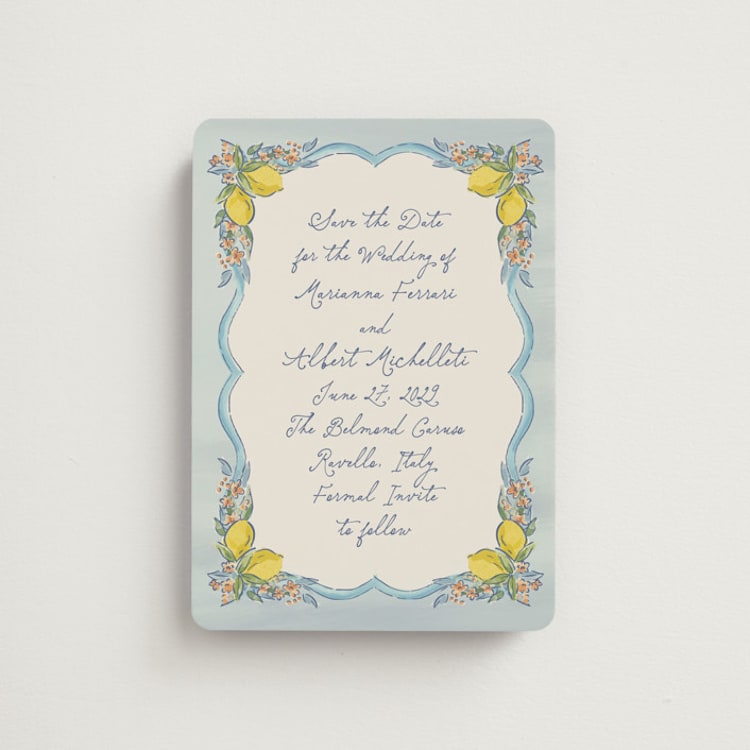 "Amalfi Coast Wedding" - Save the Dates in Aqua by Chris Griffith - Front