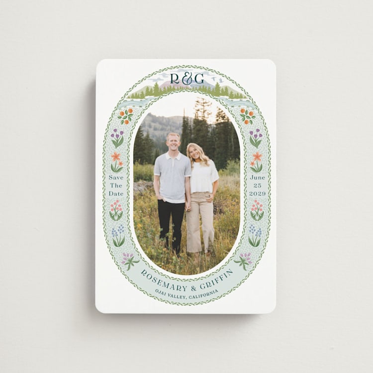 "River Valley" - Save the Dates in Pine by Paper Sun Studio - Front
