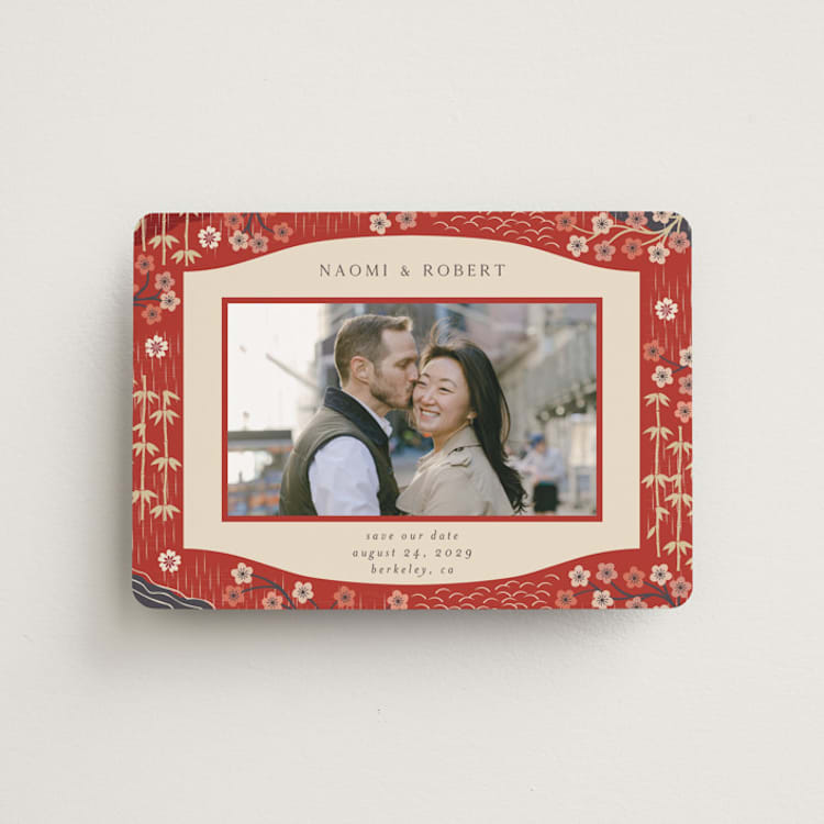 "Japanese Textile" - Save the Dates in Rose by Jennifer Holbrook - Front