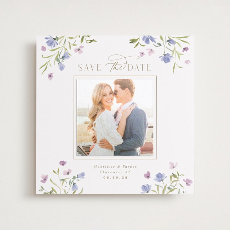"Sweeping Meadow" - Save the Date Photo Mount Cards in Wisteria by Everett Paper Goods - Front