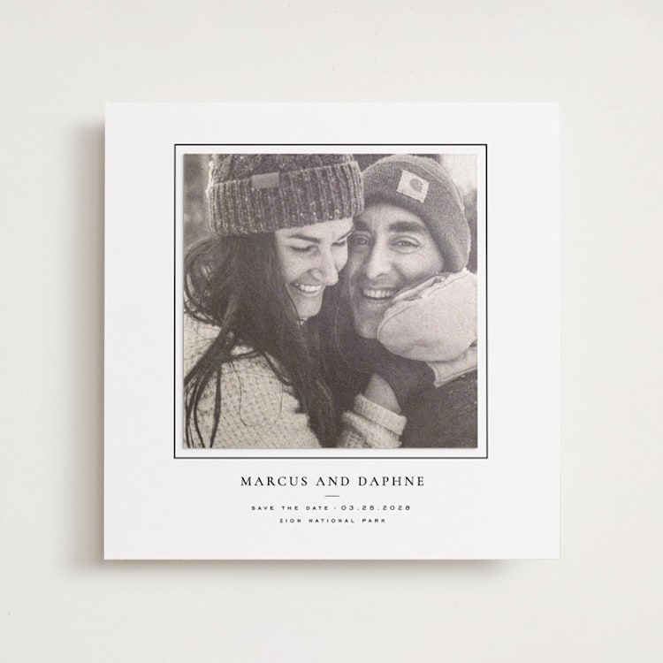 "Daisies" - Save the Date Photo Mount Cards in Ink by Wildfield Paper Co - Front