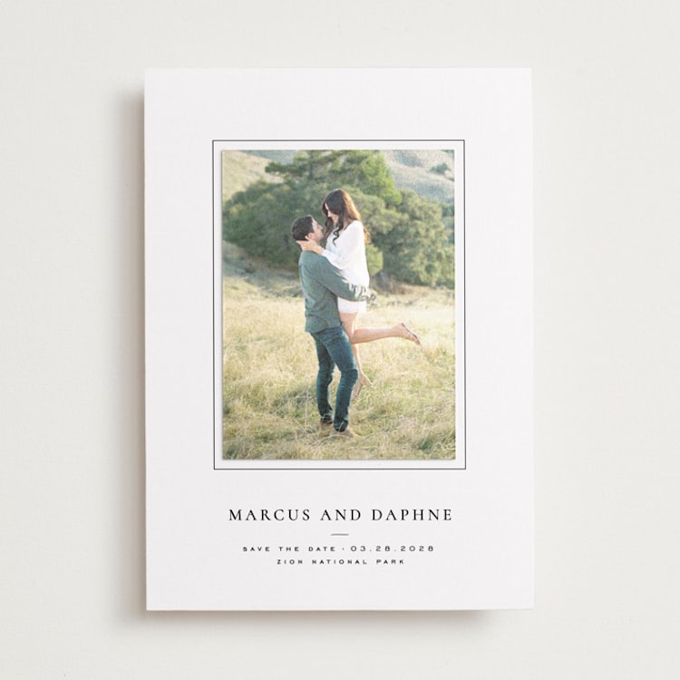 "Daisies" - Save the Date Photo Mount Cards in Ink by Wildfield Paper Co - Front