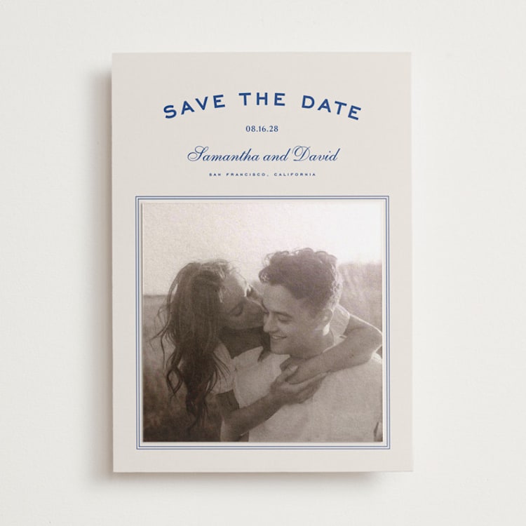 "Summer Story" - Save the Date Photo Mount Cards in Capri by Wildfield Paper Co - Front