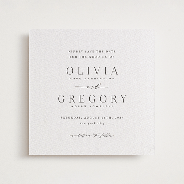 "Classy Type" - Letterpress Save The Dates in Soft Black by Hooray Creative - One Color