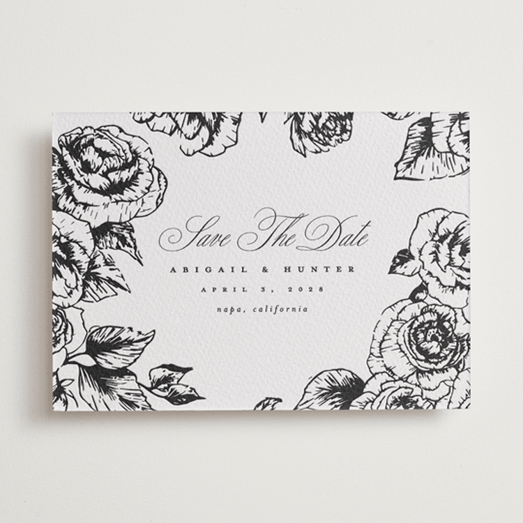 "Garden" - Letterpress Save The Dates in Soft Black by Leah Bisch - One Color
