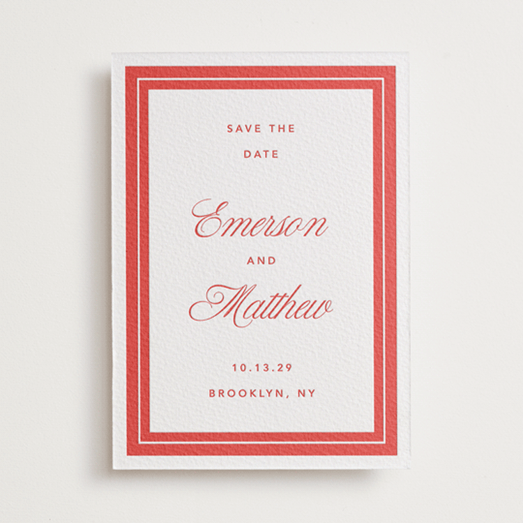 "Charm" - Letterpress Save The Dates in Ruby | Vista by Kelly Watkins - One Color