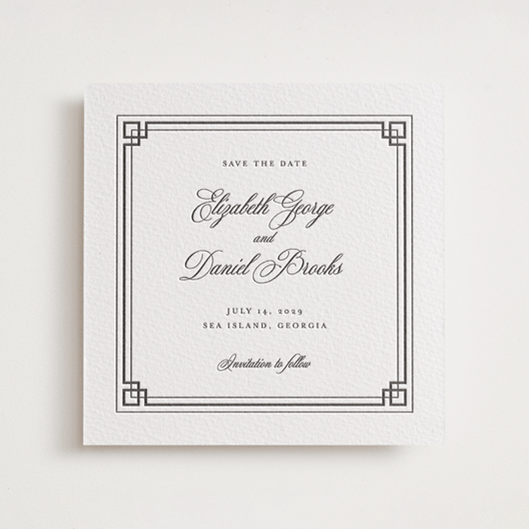 "Infinite" - Letterpress Save The Dates in Soft Black | Blind Deboss by Alston Foster - One Color