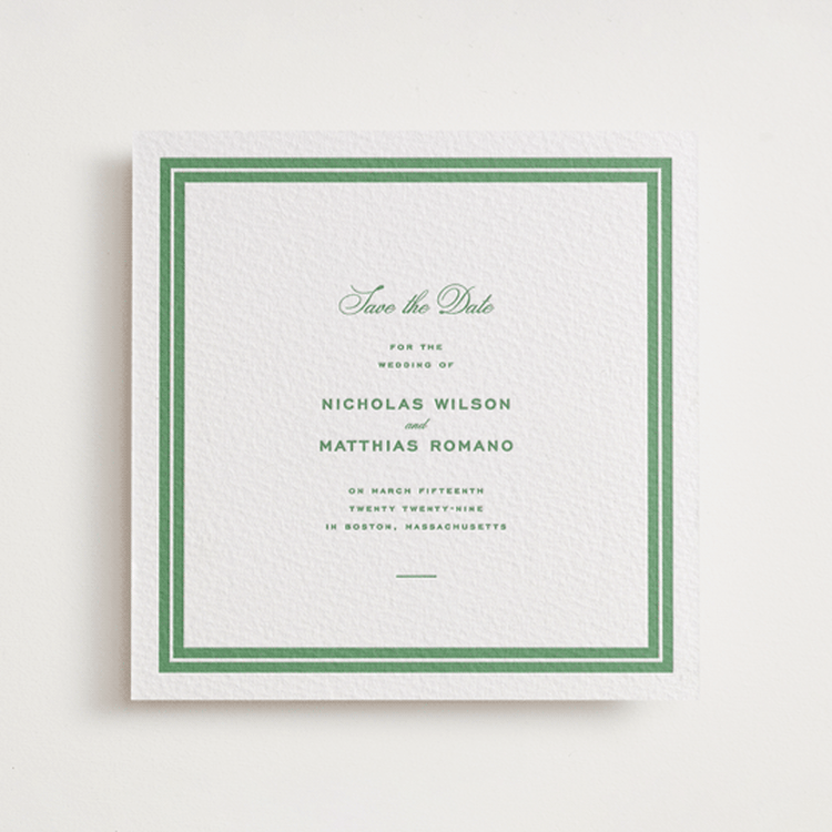 "Keepsake" - Letterpress Save The Dates in Fern by Blustery August - One Color