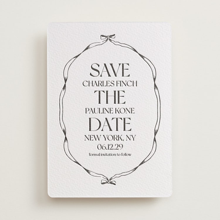 "Trés Chic" - Letterpress Save The Dates in Soft Black | Graphite by Julia Liverton - One Color