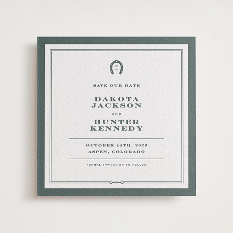"The Ranch" - Letterpress Save The Dates in Slate by Jenna Holcomb - One Color