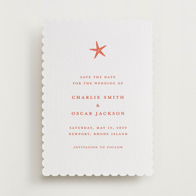 "lobster" - Letterpress Save The Dates in Poppy by Pippa Shaw - One Color