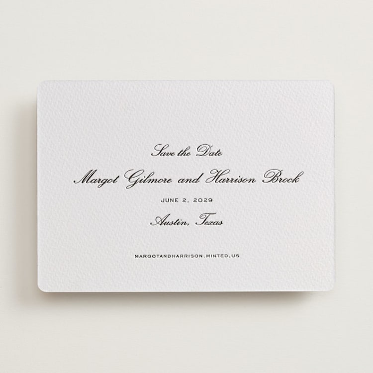 "Cornelia" - Letterpress Save The Dates in Soft Black by Megan Davis - One Color