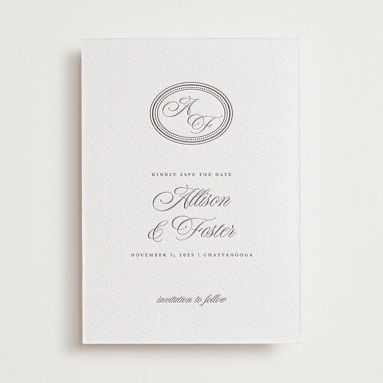 "Haverly" - Letterpress Save The Dates in Graphite by Jessica Williams - One Color