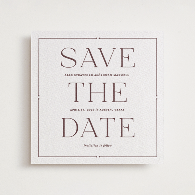 "Quiet Luxury" - Letterpress Save The Dates in Clove by Oscar and Emma - Karly Depew - One Color