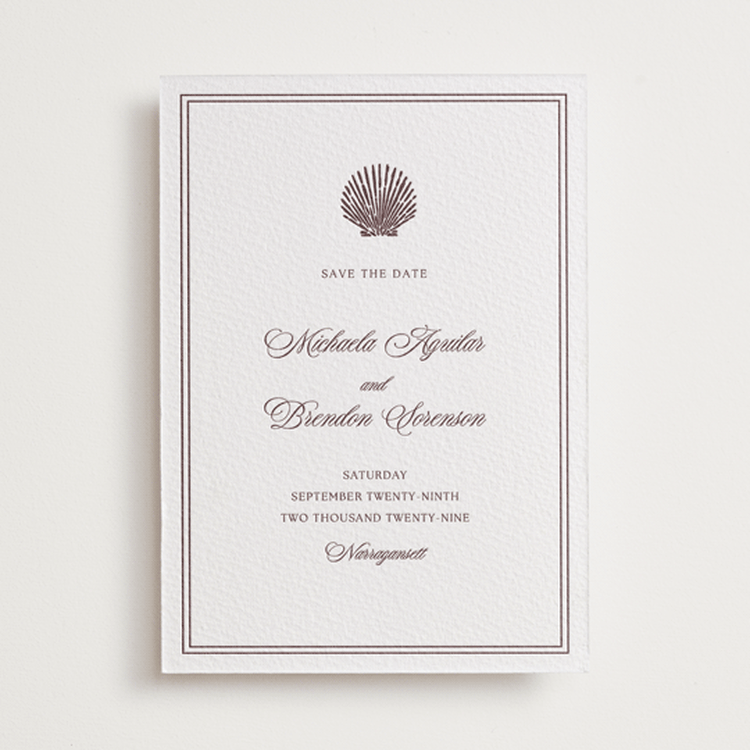 "Seaside" - Letterpress Save The Dates in Clove by Griffinbell Paper Co. - One Color