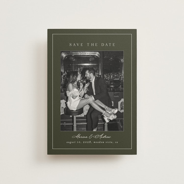 "Refined" - Save the Dates in Olive by Nicole Walsh - Front