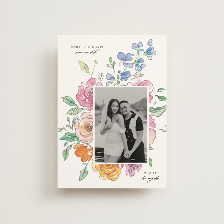 "Floral Pop" - Save the Dates in Vibrance press by Itsy Belle Studio - Front