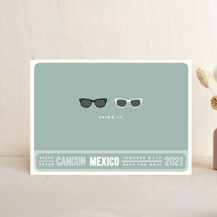 "Shades" - Save the Dates in Celadon by Olive and Violet - Front