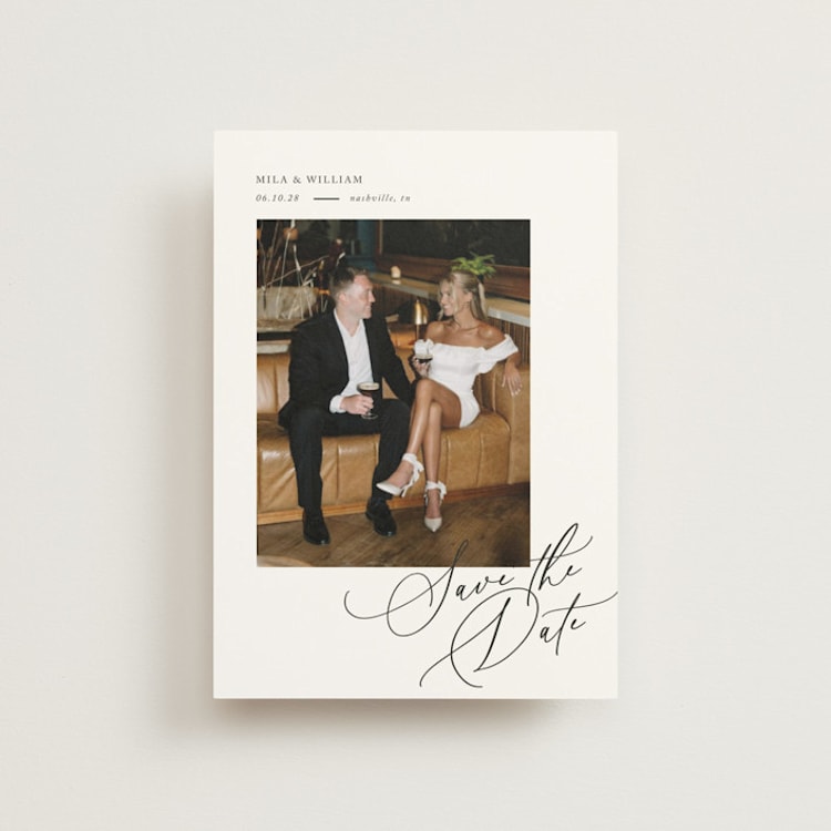 "Side Swept" - Save the Dates in Pearl by Melanie Kosuge - Front