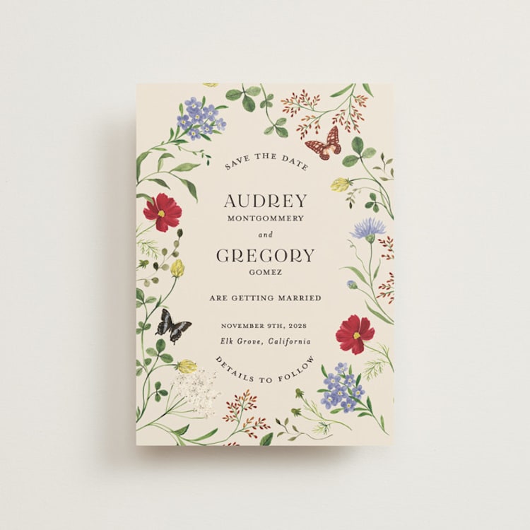 "Wild meadow" - Save the Dates in Elder Flower by Sarah Knight - Front