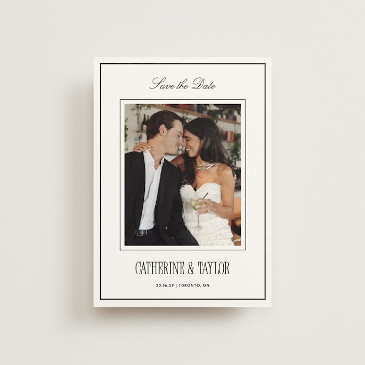 "Formal Minimalist" - Save the Dates in Silk by Kelly Schmidt - Front