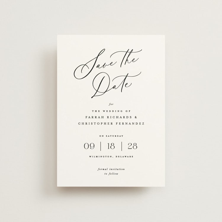 "Beautifully Scripted" - Save the Dates in Pearl by Hooray Creative - Front