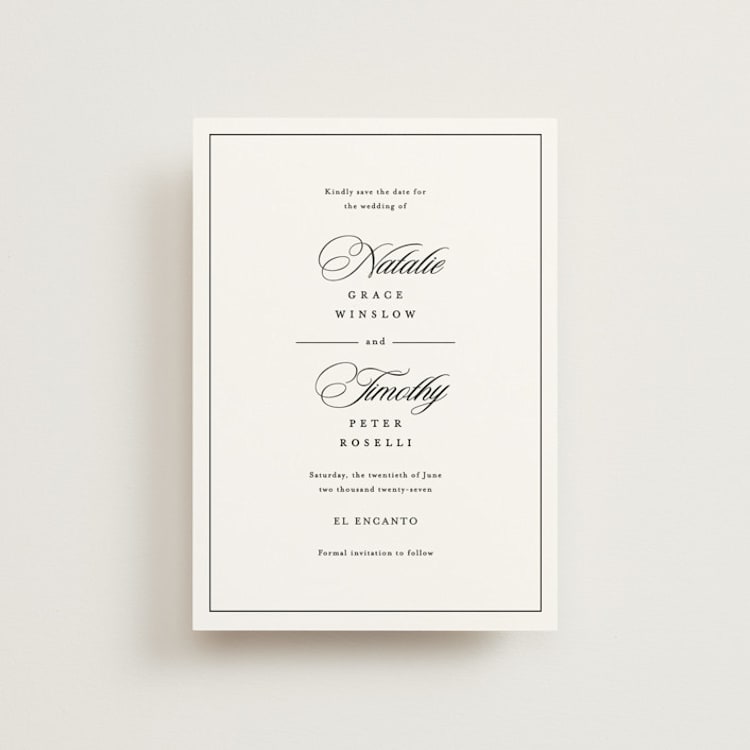 "Sincerity" - Save the Dates in Noir by Kimberly FitzSimons - Front
