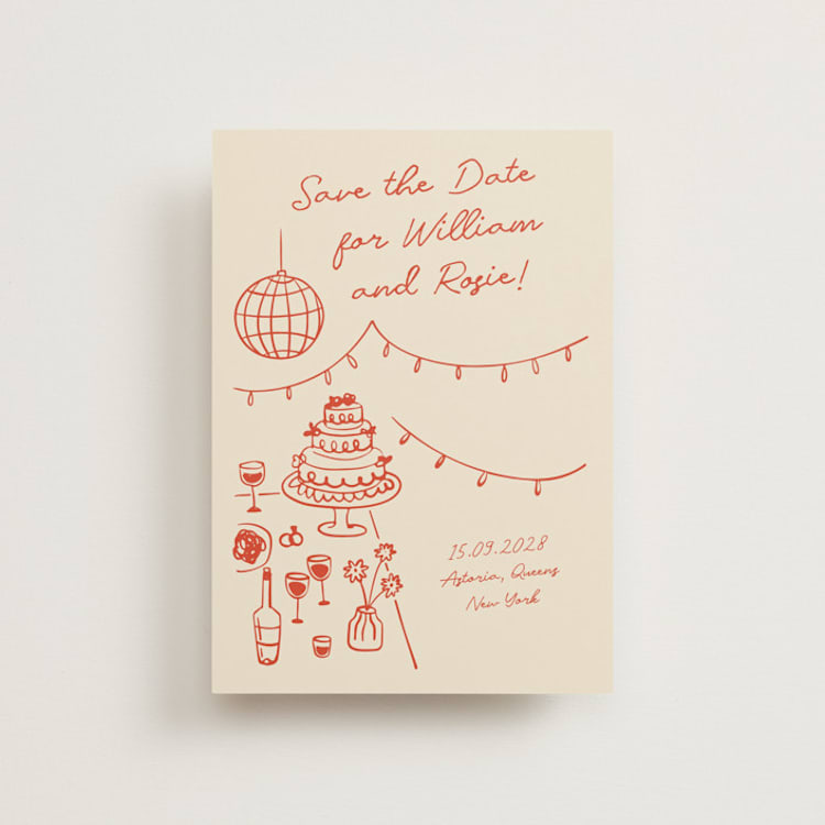 "Party On!" - Save the Dates in Sangria Spark by Zove Ahhh - Front
