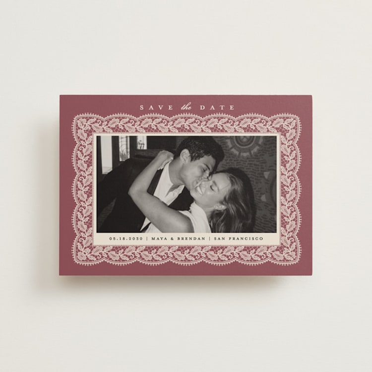 "Chantilly" - Save the Dates in Mauve by Erica Krystek - Front