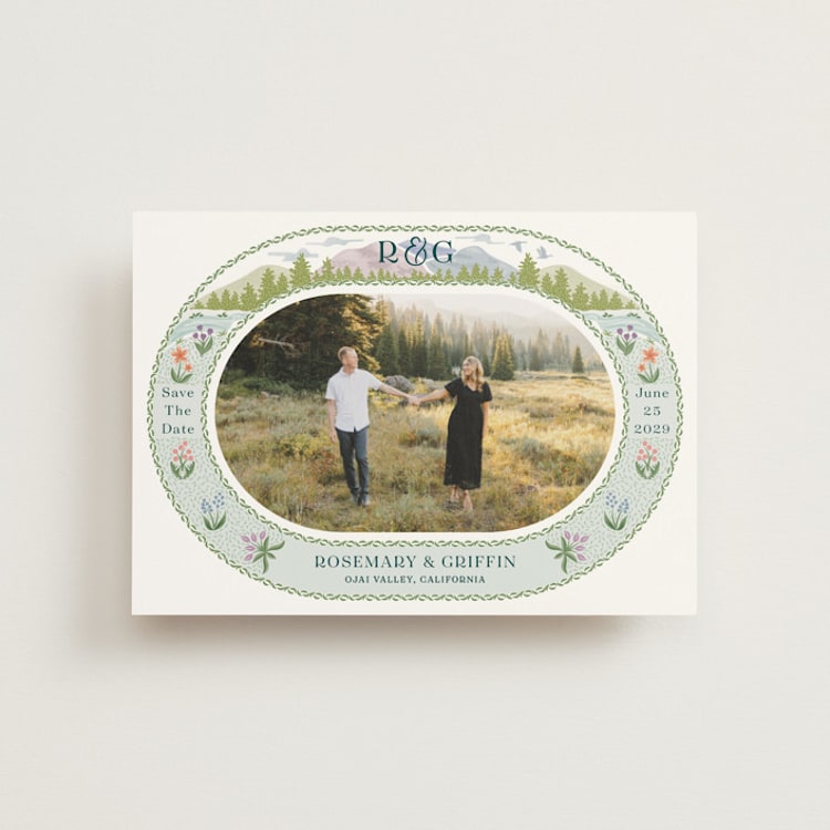 "River Valley" - Save the Dates in Pine by Paper Sun Studio - Front