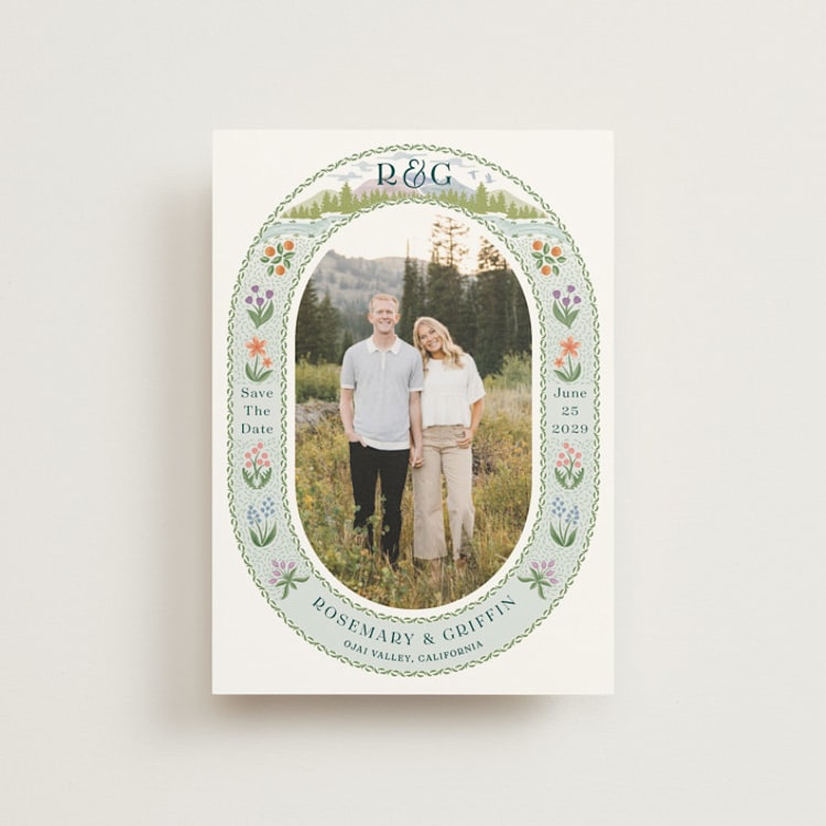 "River Valley" - Save the Dates in Pine by Paper Sun Studio - Front