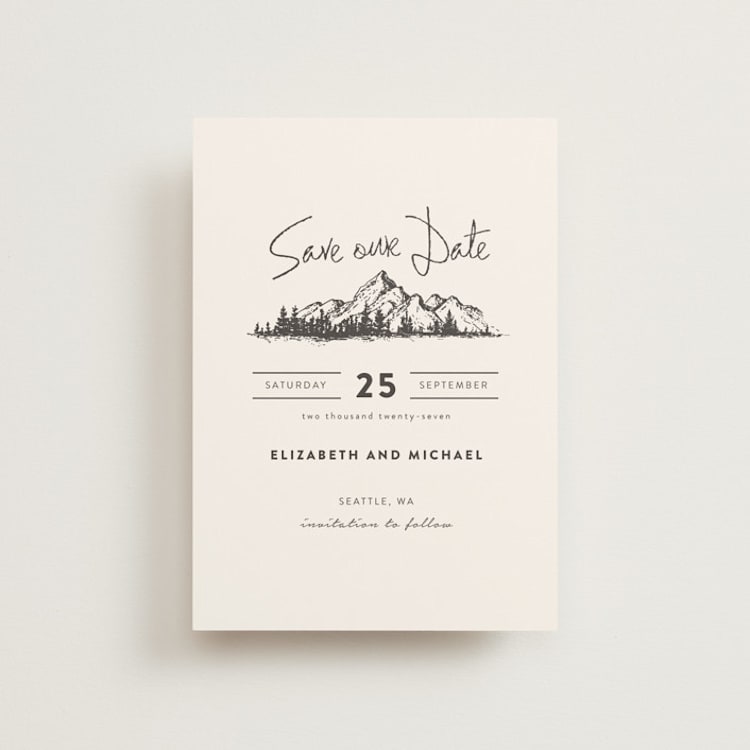 "Mountains" - Save the Dates in Ivory by Anastasia Makarova - Front
