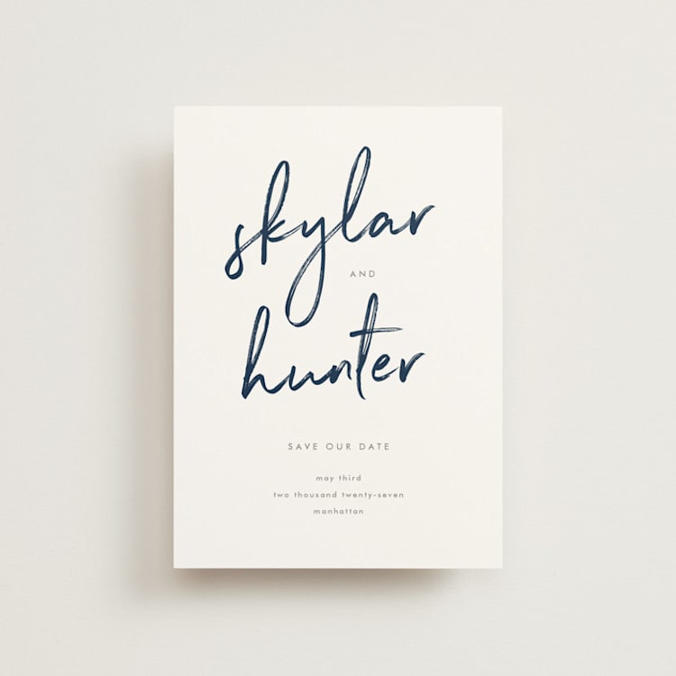 "Funky Names" - Save the Dates in Navy by Phrosné Barwood - Front