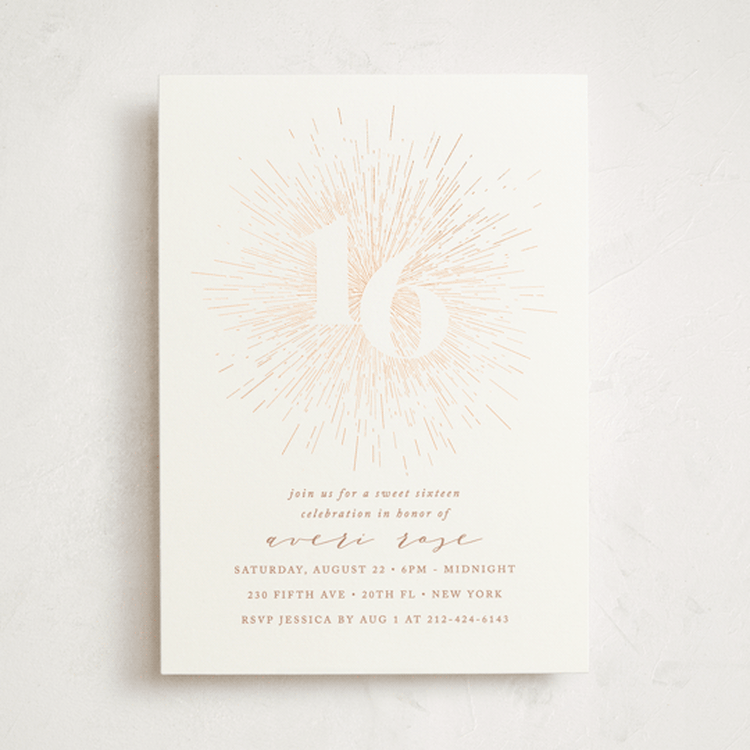 "Starburst" - Sweet Sixteen Party Invitations in Cocoa by Ana Sharpe - Front