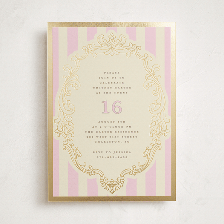 "Baroque Beauty" - Sweet Sixteen Party Invitations in Petal by Charter Oaks Creative - Front