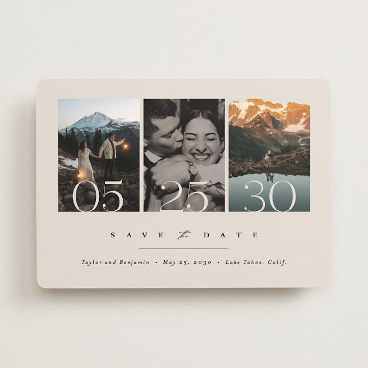 "Simple Trio" - Save the Dates in Ecru by Erica Krystek - Front