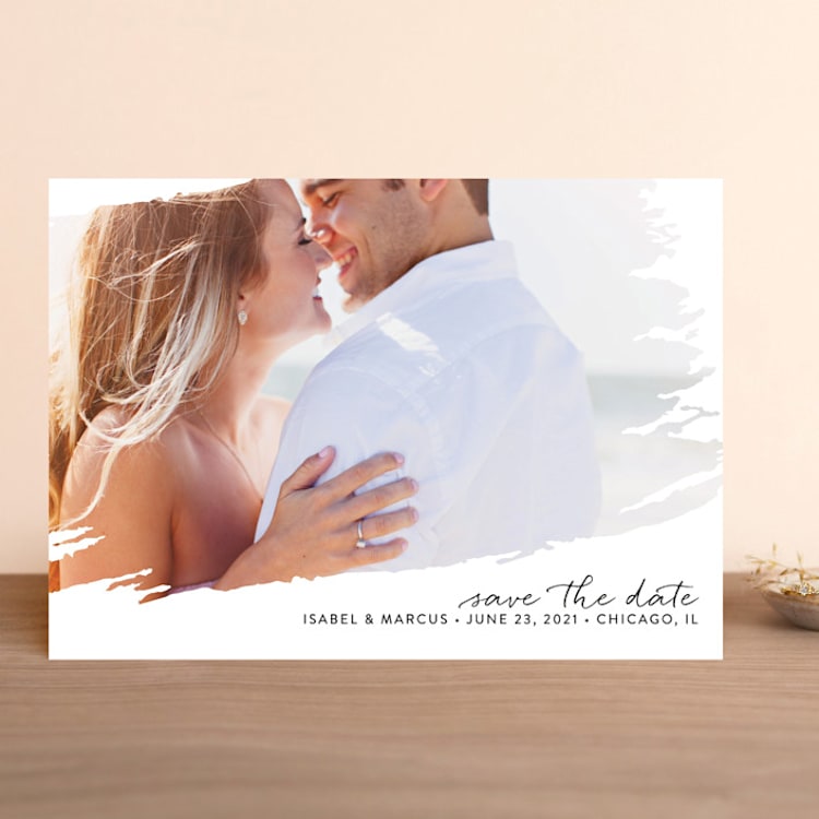 "Brushed" - Save the Dates in Bowtie by Erin Deegan - Front