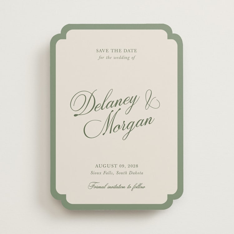 "classic bold border" - Save the Dates in Olive by Cass Loh - Front