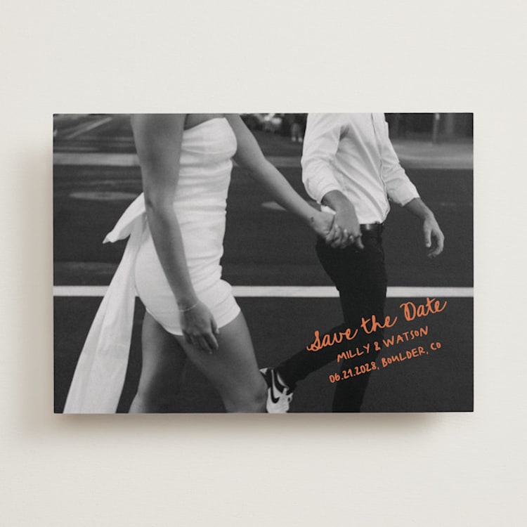 "Imprint" - Save the Dates in Tangerine by Jelena Vuletic - Front